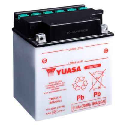 Yuasa Battery, YB30CL-B (dc) no acid included