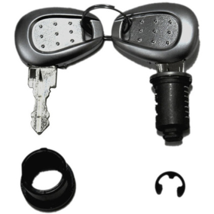 Set of 2 key locks with corresponding bush with silver handle