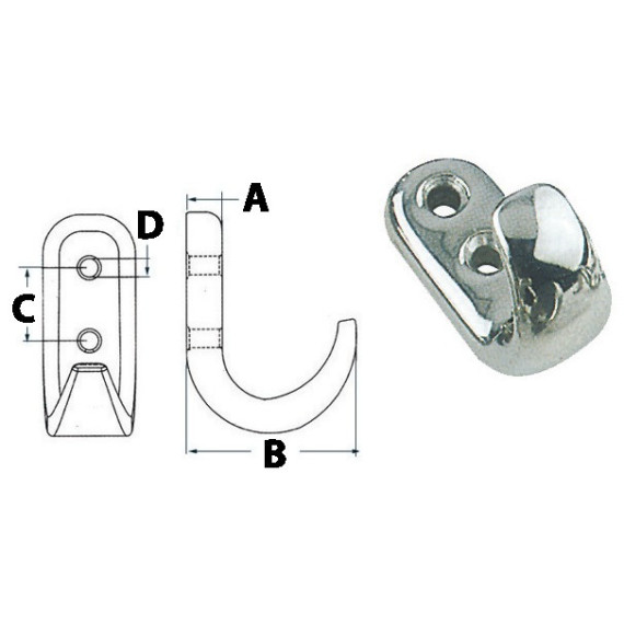Hook,polished AISI 316 SS