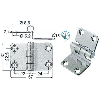 S.S hinge 57x37x15