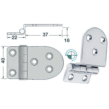 embossed hinge, SS, 59x40