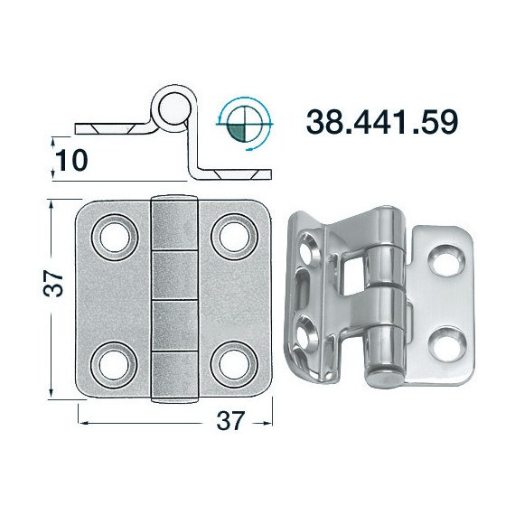 embossed hinge, SS, 37x37