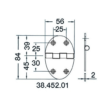 hinge 78x56mm 3mm screws