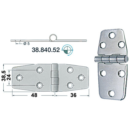 S.S hinge 88x38 mm