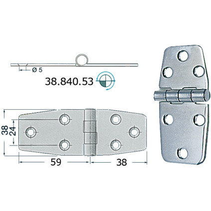 S.S hinge 97x38 mm