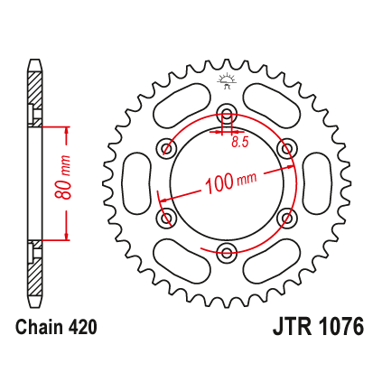 Rear sprocket, 52 teeth (420), Rieju RR, Spike