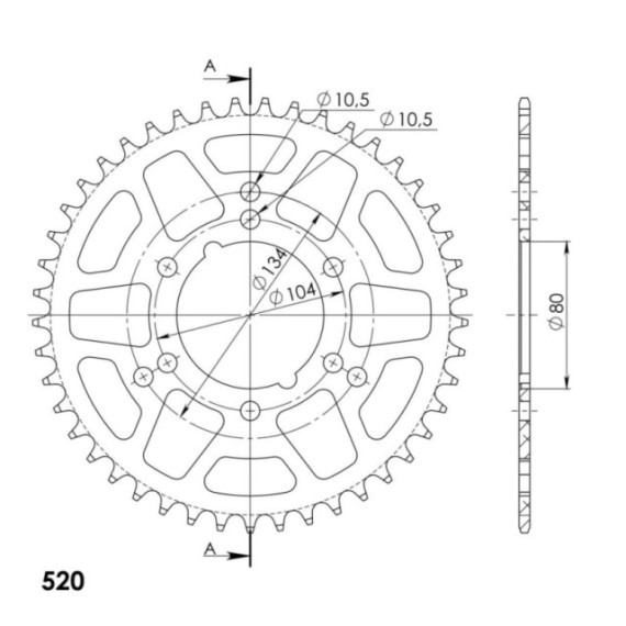 Supersprox Rear Sprocket Alu RAL-1478:45 Black