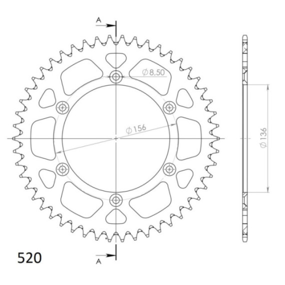Supersprox Rear Sprocket Alu RAL-1512:50 Silver