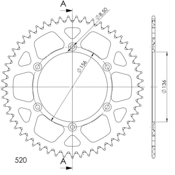 Supersprox Rear Sprocket Alu RAL-1512:52 Gold