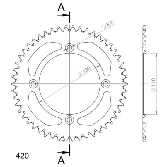 Supersprox Rear Sprocket Alu RAL-209:50 Black