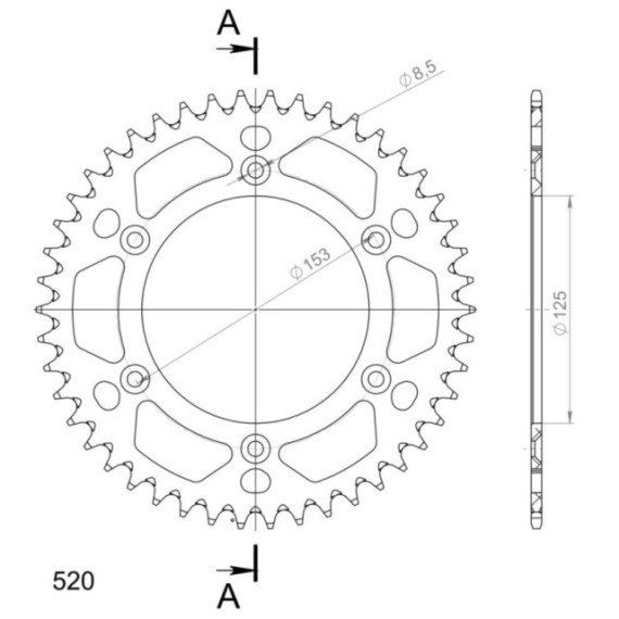 Supersprox Rear Sprocket Alu RAL-210/990:46 Silver