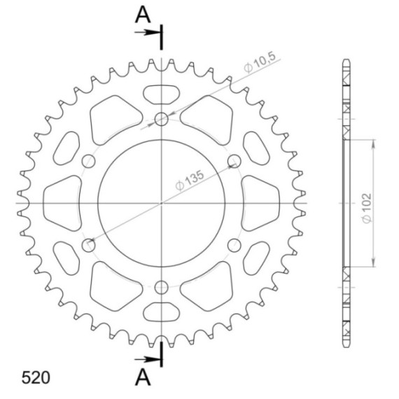 Supersprox Rear Sprocket Alu RAL-401:44 Red