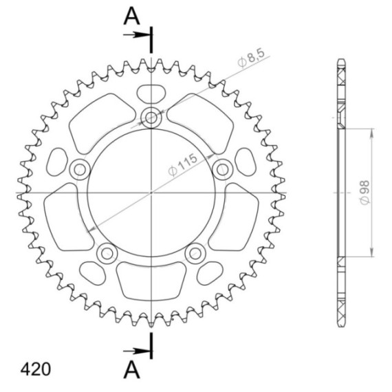 Supersprox Rear Sprocket Alu RAL-4:49 Blue