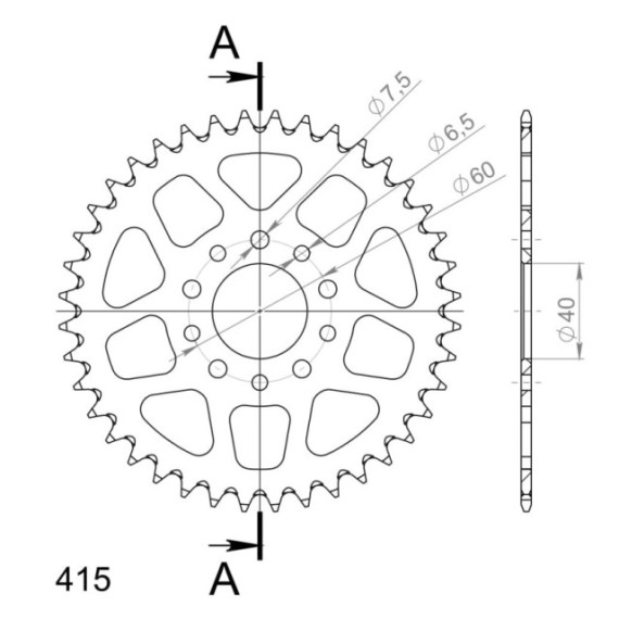Supersprox Rear Sprocket Alu RAL-451:40 Black