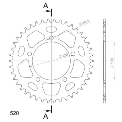 Supersprox Rear Sprocket Alu RAL-703:42 Black