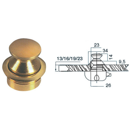 Polished brass knob 23 mm