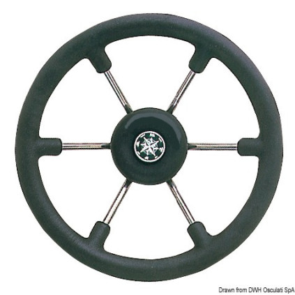 Osculati SS steering wheel black 340 mm