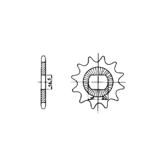 Forte Front sprocket, 12 teeth (415), Solifer SM / Tomos