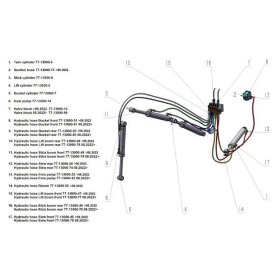 Bronco Hydraulic hose Stick boom Front 77-13000 ->08.2022