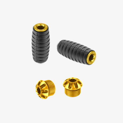 Aluminum pair of colored caps and front pegs - GOLD
