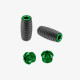 Aluminum pair of colored caps and front pegs - GREEN