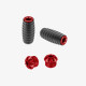 Aluminum pair of colored caps and front pegs - RED