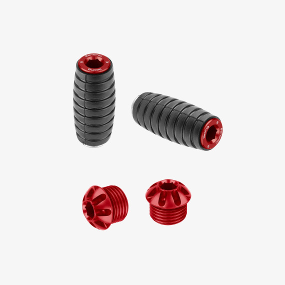 Aluminum pair of colored caps and front pegs - RED