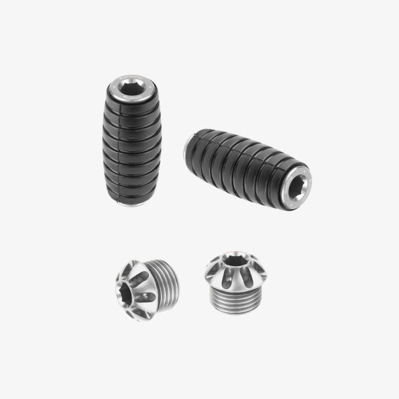 Aluminum pair of colored caps and front pegs - SILVER