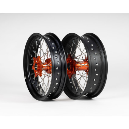 Sixty5 KTM Supermoto Black/Orange wheel set 3.5-17/5.0-17